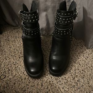 Black ankle boots with studs size 8